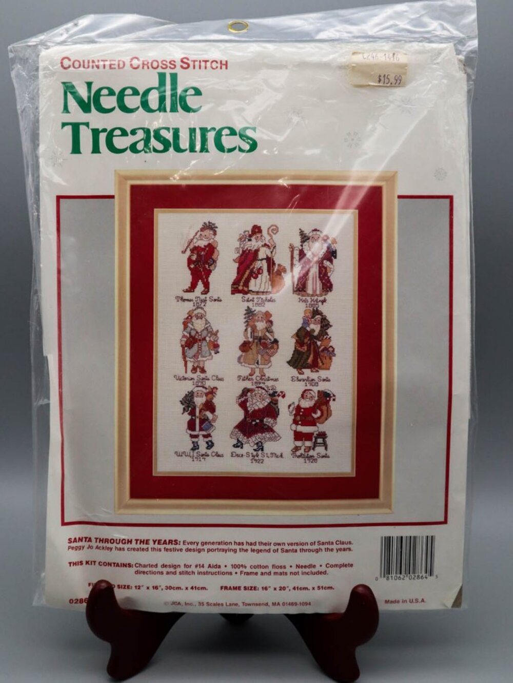 Vtg Needle Treasures Christmas Cross Stitch Kit Santa Through The Years 02864